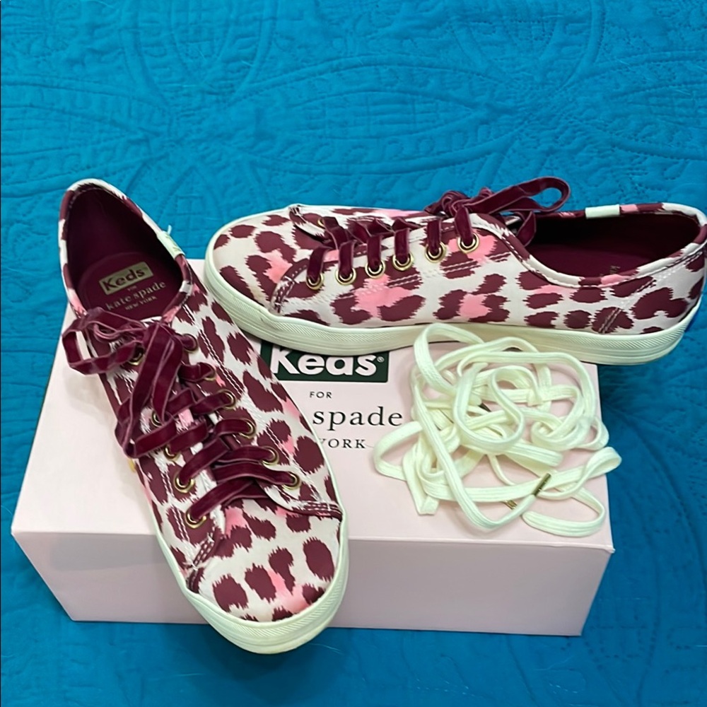 Keds for Kate Spade Kickstart Pink & Burgundy leopard print Sneakers